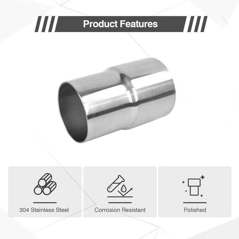 GESEXI Exhaust Adapter Connector 2.25"ID to 2.5"ID，Exhaust Adapter Total Length 4 "Stainless Steel Polished. - Image 3
